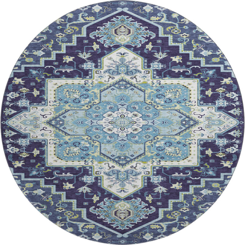 Premium Machine Washable Cossette AMF1036 Oriental Rug, Round 8'