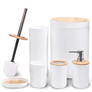 bx 6pcs natural bamboo bathroom accessories