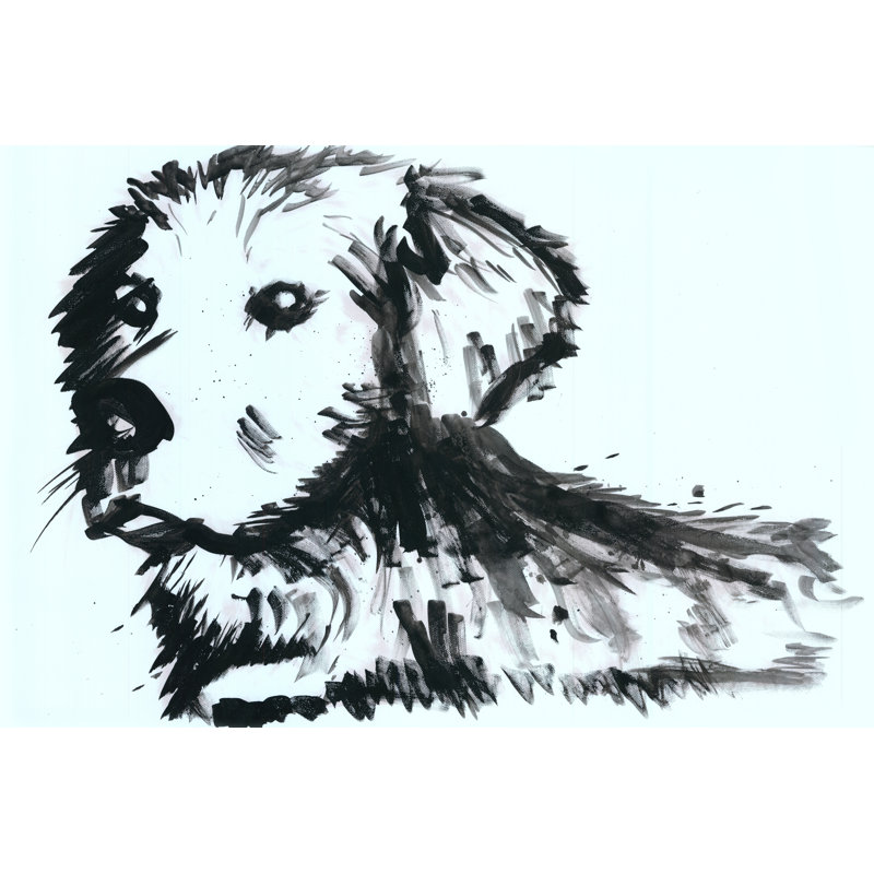 Golden Retriever Ink Sketch - Wrapped Canvas Art Prints, 30cm H x 46cm W x 3.8cm D