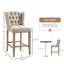 Ensemble de 2 tabourets de bar à hauteur de comptoir avec pieds en bois, beige