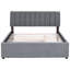 Lit plateforme tapissier avec lit gigogne simple TG et texture confortable, molleton gris pour grand lit-545020817-545020819