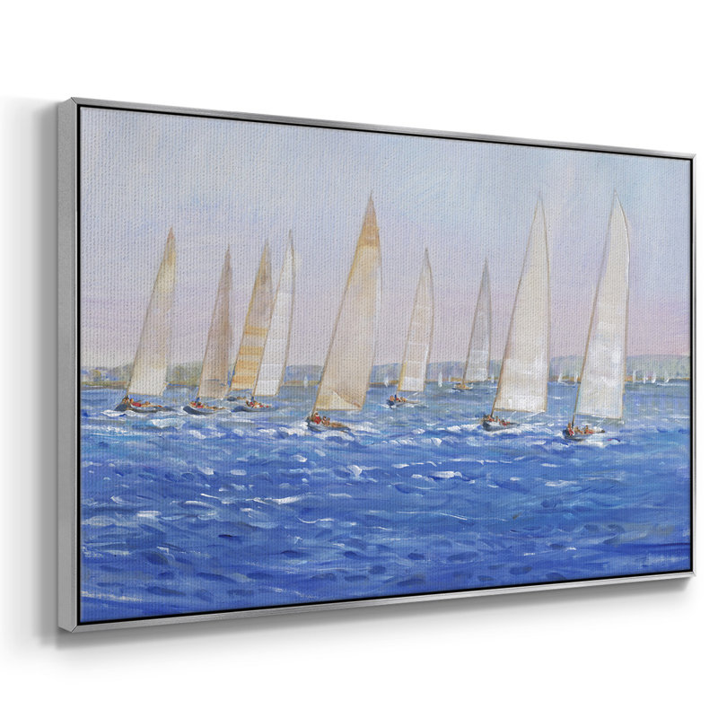 " Sailing Event I " Painting Print, Silver Framed, 25" H x 37" W x 2" D