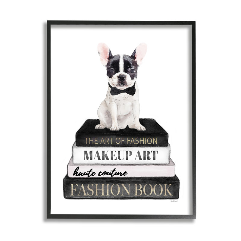 Fancy Boston Terrier, H 16 po x l 20 po, Giclée encadrée noir minuit