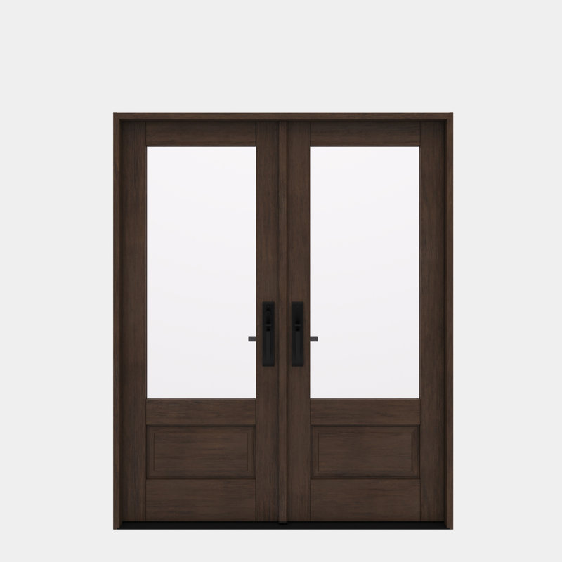 G7501-SW-80 | Porte double 80 po, extérieur pré-suspendu RTA, 3/4 de lit, 1 panneau, bois d'acajou brut