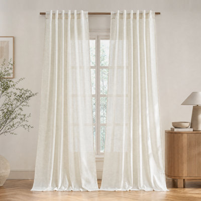 Semi-Sheer Linen Curtains, 2 Panels, with Rod Pocket & Back Tab