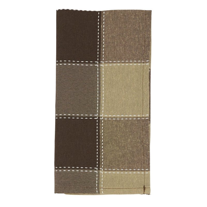 Sam Cotton Plaid Square Napkin, Mocha