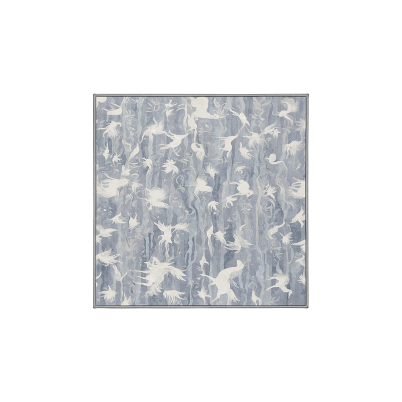 Machine Washable Gray Area Rug, Square 8'