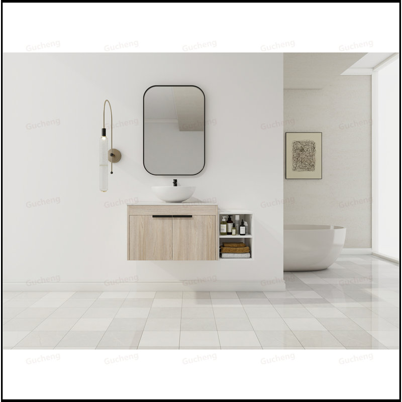 Meuble-lavabo flottant 29,5 po avec lavabo en céramique et armoire d'appoint 29,5 po, 42"