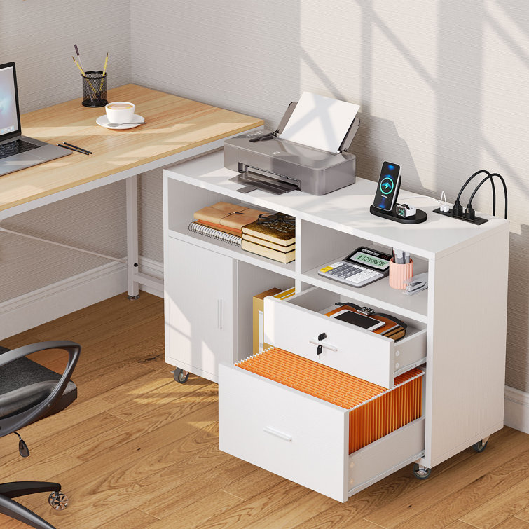 Panana 3 Drawer Wood Mobile File Cabinet, Under Desk Storage Drawers Small  File Cabinet for Home Office (White)