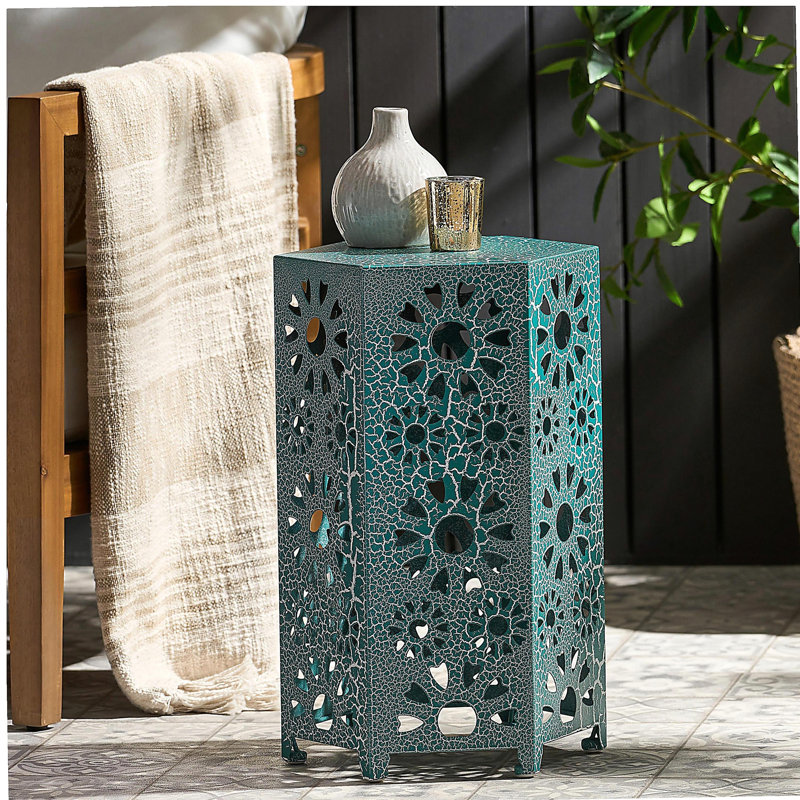 ELIANA 12" SIDE TABLE, Teal, 18.45" H x 11.95" W x  10.45" D
