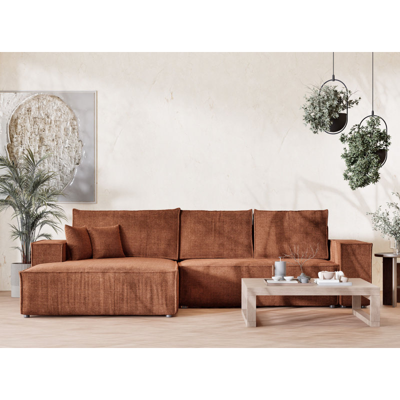 5 Seater Reclining Corner Sofa , Copper Polyester/Chenille, Left Hand FacingLeft Hand Facing