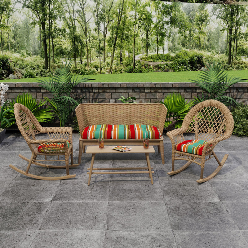 Outdoor Wicker Cushion Set for Bench and 2 Seats, Westport Teal