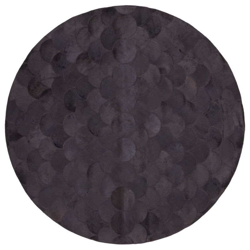 Cowhide Patchwork Black Rug 6'4" x 6'4"