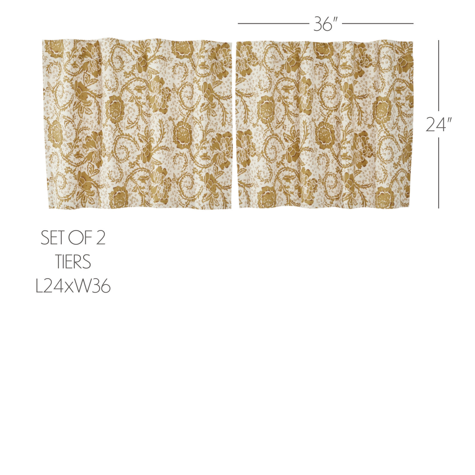 Ayda Gold Floral Tier Set, 24" H x 72" W