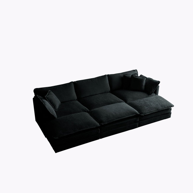 Canapé modulaire Chenille, H 33 po x l 111,42 po x P 57,4 po, 6, Bleu