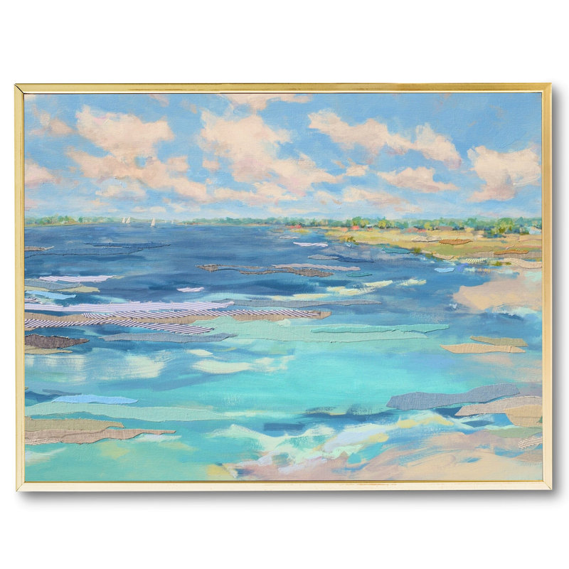 Afternoon On The Harbor Print by Karin Olah, White Frame Canvas, No Mat, 20" H x 26" W