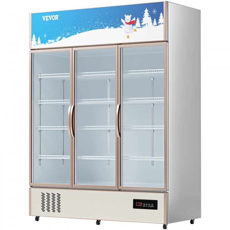Commercial Refrigerator,Display Fridge Upright Beverage Cooler, Glass Door with LED Light for Home, Store, Gym or Office, (35 cu.ft. Triple Swing Door)