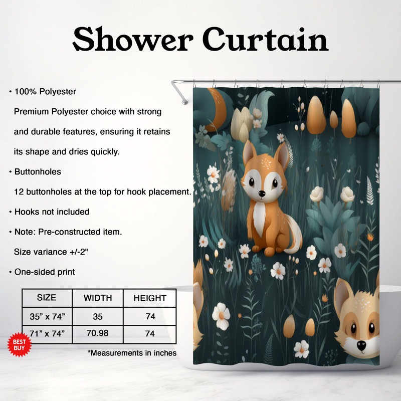 Rideau de douche Furry Friends - Premium, L 71 po x L 74 po