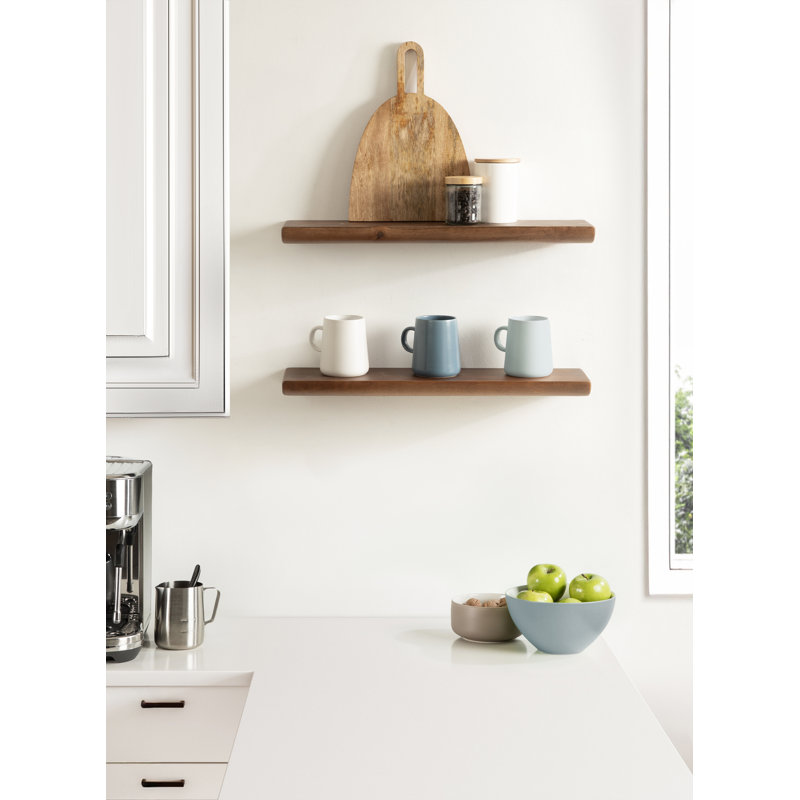 Burena Mango Wood Two-Piece Floating Shelf Set