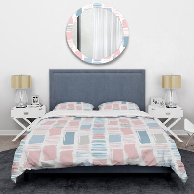 Ensemble de housse de couette Tiles roses et bleues