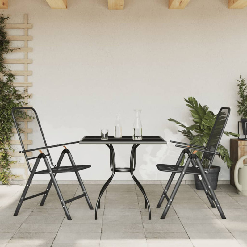 Ensemble de salle à manger de jardin extérieur en métal anthracite