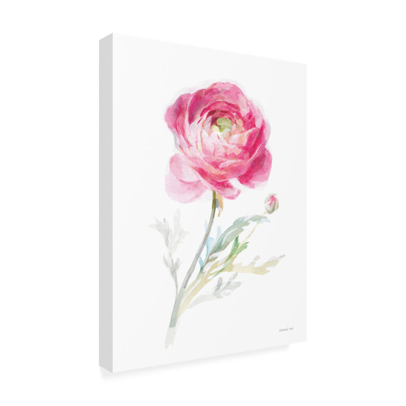 Large Pink Floral Canvas Art with Wooden Frame