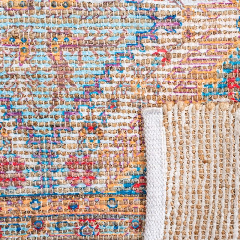 Tapis oriental rouille / bleu en coton tissé à la main Joppatowne, Rectangle 4 pi x 6 pi
