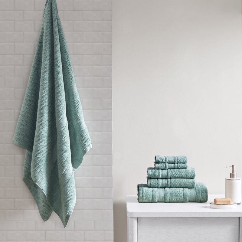 Adrien 100% Cotton Quick Dry Anti-Microbial Super Soft Bathroom Towel Set, Teal