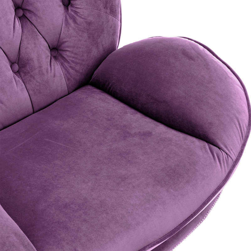 Fauteuil d'appoint avec repose-pieds Anouk, Velours mauve