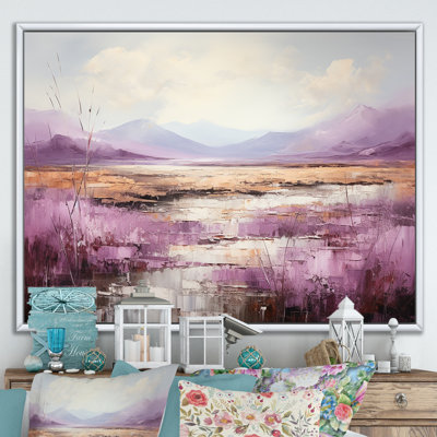Mauve et doré, lac et montagne III - art mural lac