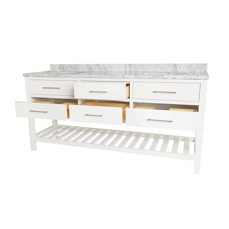 Base de meuble-lavabo double 71,25 po seulement, Blanc