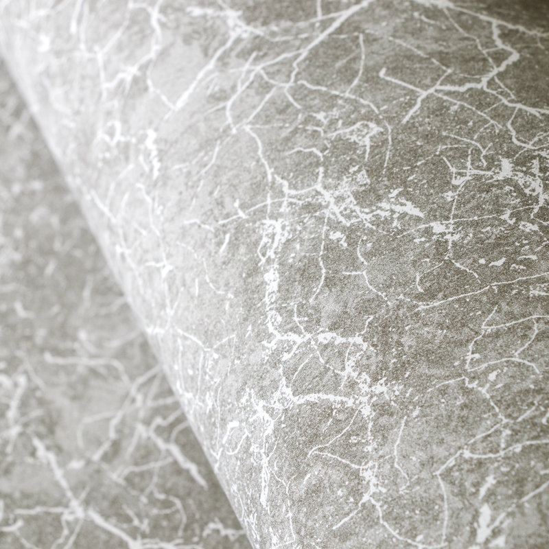Azulejo Distressed Marble Crackle 33' L x 21" W Wallpaper Roll, Taupe Gray
