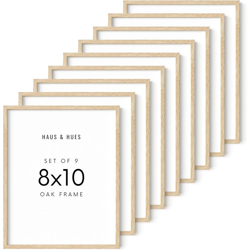 Cadre photo en bois massif - ensemble de 9, L 8 po x H 10 po, Beige