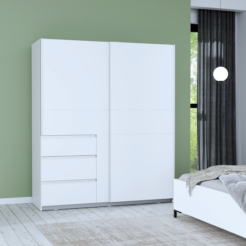 Kavalli 2 Door Sliding Wardrobe, 200,5 cm H x 170,3 cm W x 61,2 cm D, White