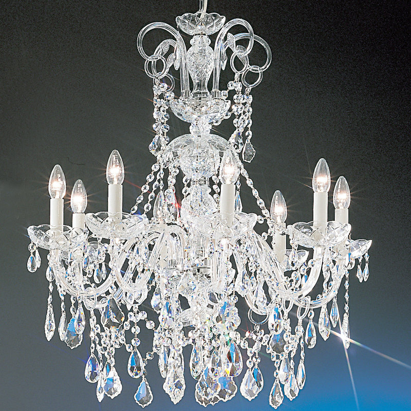 Lustre 8 lumières façon bougie Bohemia, Crystalique, Chrome