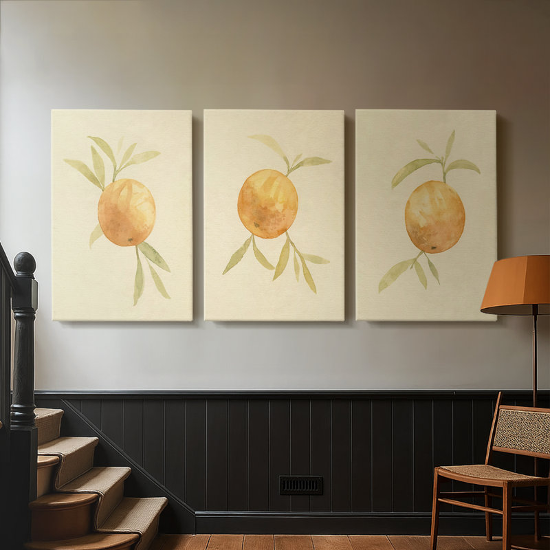 Dappled Oranges I - Toile tendue avec châssis sur mesure - 3 pièces