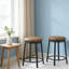 Ensemble de 2 tabourets de bar pivotants de 23,5 po avec repose-pieds, tabourets de bar à hauteur de comptoir moderne avec structure en cuir de polyuréthane et structure en métal, tabourets de bar ronds sans dossier pour îlot de cuisine