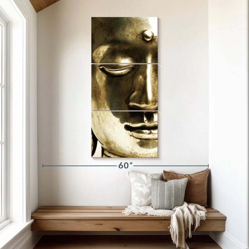 Ensemble de 3 pièces d'art sur toile Shiny Buddha, H 52 po x l 24 po