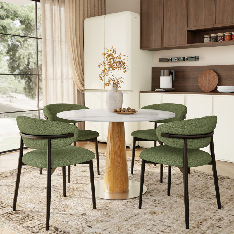 Petite table de salle à manger Aversa, H 29 po x L 43 po x l 43 po, Blanc pur, Blé chaud