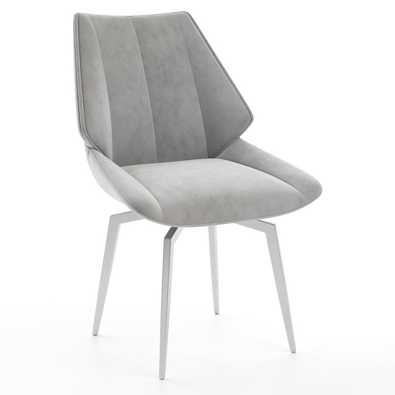 Gretchine 0cm H Velvet Upholstered Side Chair, Grey, Chrome