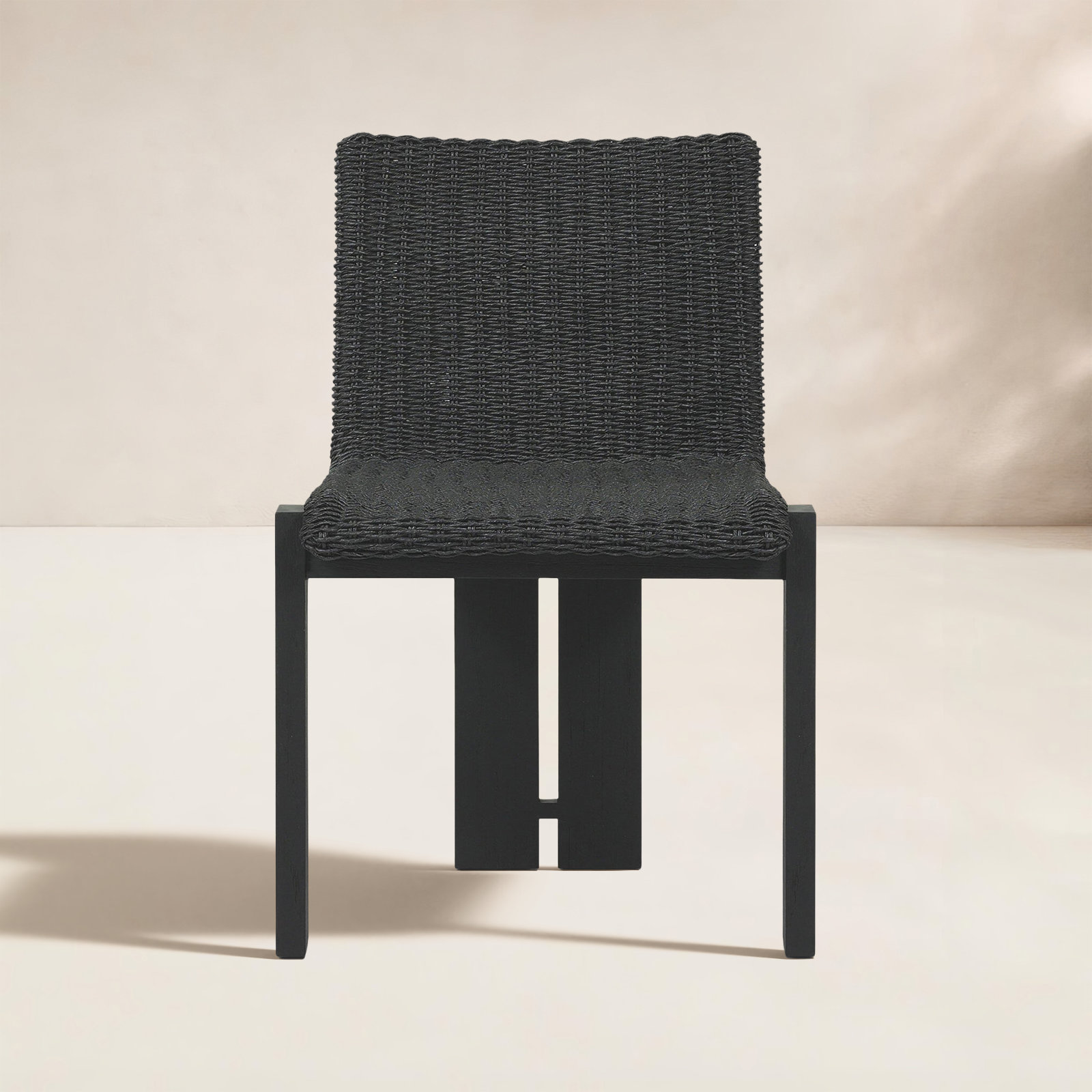 Padme Teak Patio Side Chair, Stained Black