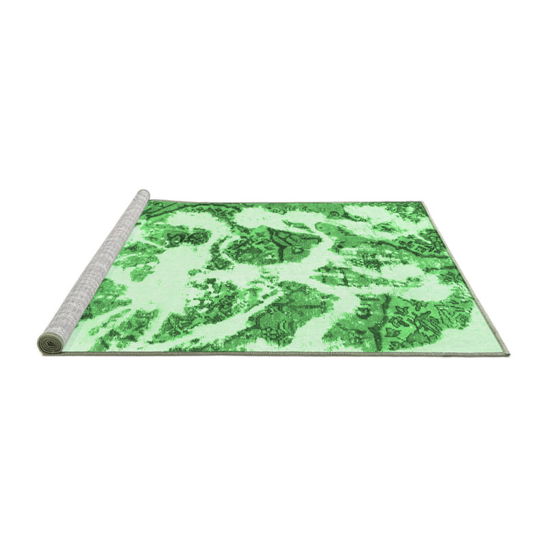 Tapis vert émeraude abstrait 1040, Rond 7 pi