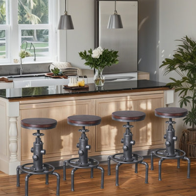Dicle Swivel Adjustable Height Counter Stool with Metal Frame
