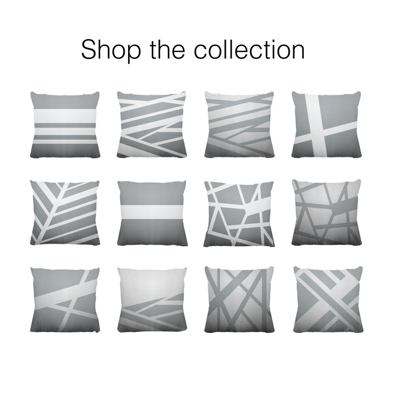 Coussin décoratif intérieur / extérieur Seward Abstract Lines, L 15 po x H 15 po, Gris