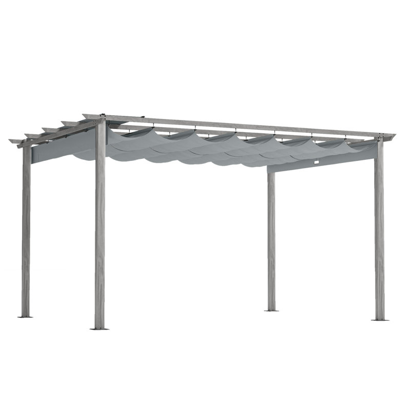 Pergola, 87.4" H x 155" x W x 120" D, Gray, Natural Wood Grain 