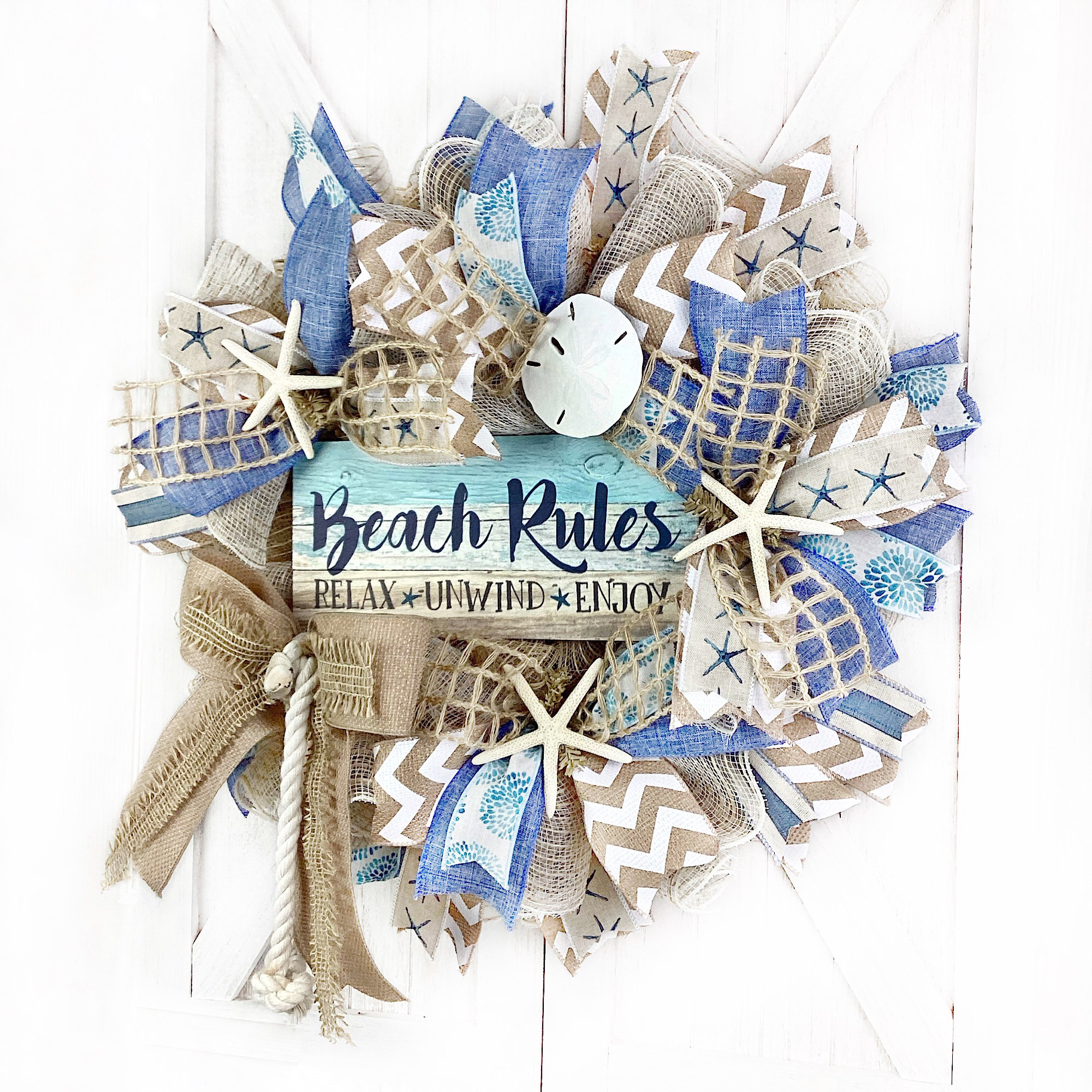 Highland Dunes Beach Rules Burlap Wreath | Wayfair