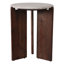 Table basse ronde moderne avec plateau en pierre et surface en marbre avec base en bois sculpturale et silhouette contemporaine pour la disposition de meubles de salon ou de détente