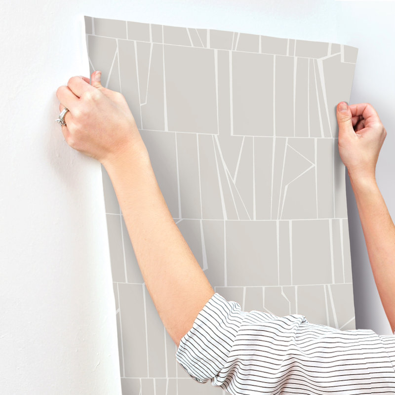 Huntington Indigo Geometric Stripe Wallpaper, Gray
