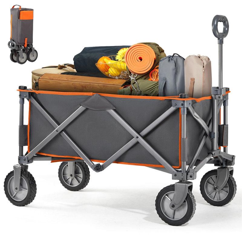 Brynley Camping with Wheels Folding Garden Carts, Orange
