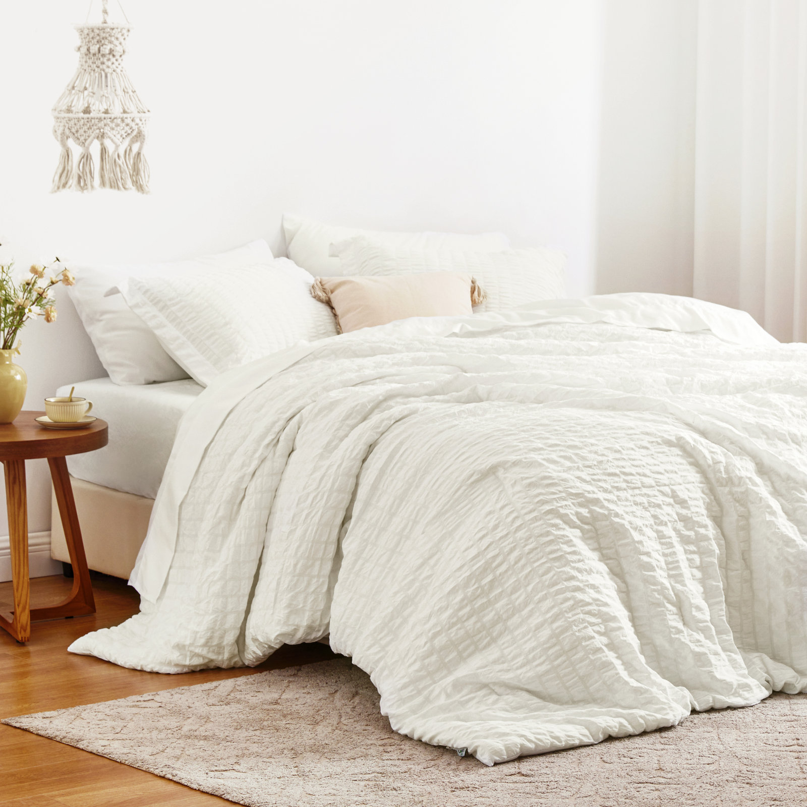 Bedding, Ivory, King-7 pieces